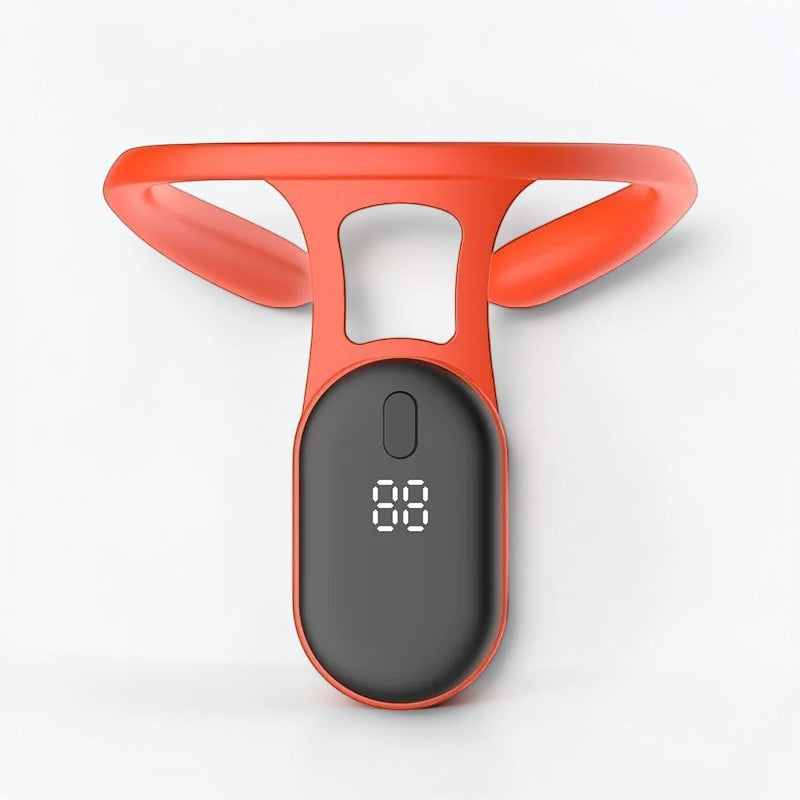Correttore posturale intelligente PostureFit in silicone rosso con sensore digitale e display per monitorare la postura